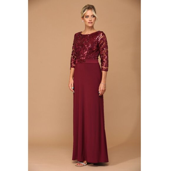 Eva USA Dresses & Skirts - Eva USA #3163 NEW Jersey Chiffon Sequins Formal Gown-SIZE 4X-BURGUNDY